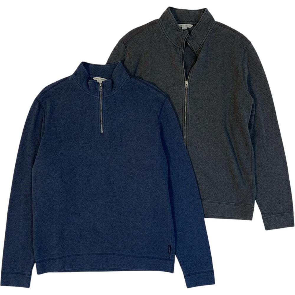 Lot of 2 Calvin Klein Mens XL 1/4 Zip Sweaters Blue Grey Pullover Knit Golf Prep